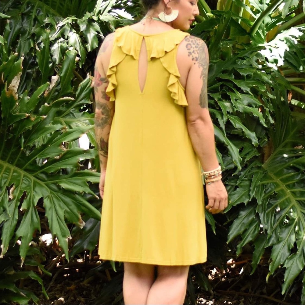 Yellow Dress with Ruffled back - Picture 3 of 5